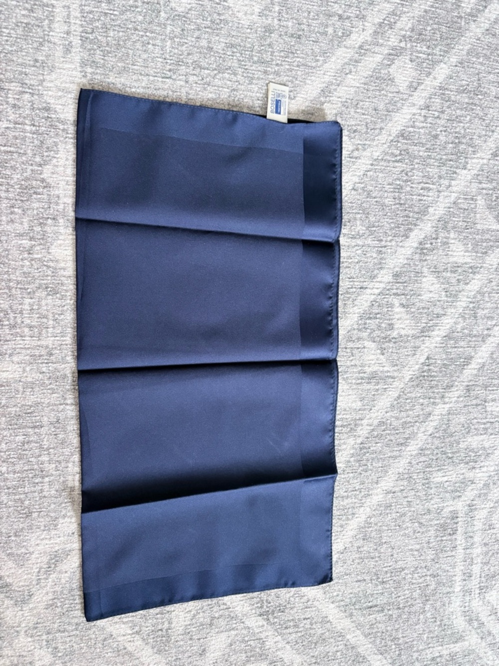 Boselli Navy Satin Rectangular Scarf / Pocket Square polyester made in Italy 🇮🇹